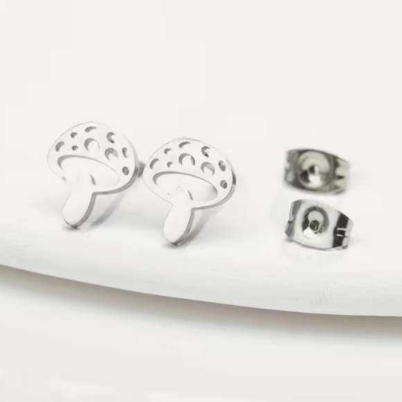 Fairy Mushroom Stainless Steel Earrings - Picture 3 of 9